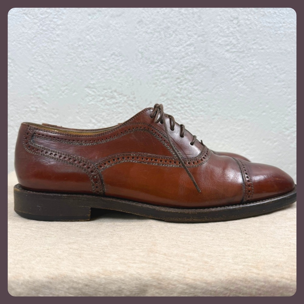 Cole Haan Briaano Mens Brown Leather Cap Toe Oxford Dress Shoes Made in Italy - Picture 8 of 11